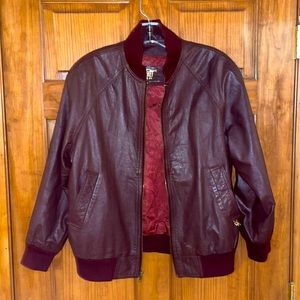 Vintage maroon leather bomber